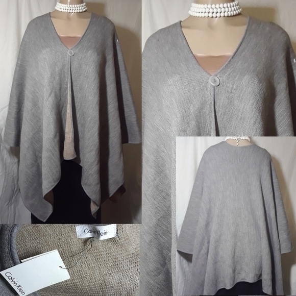 Calvin Klein Button Front Poncho - Picture 1 of 6